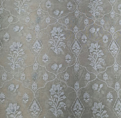Beige Floral Thread & Zari Work Mul Chanderi Embroidery