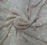 Pastel Pink Tissue Applique Work Mul Chanderi Embroidery