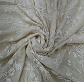 Beige Tissue Applique Work Mul Chanderi Embroidery