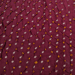 Maroon & Yellow Pure Chiniya Silk Zari Bandhani
