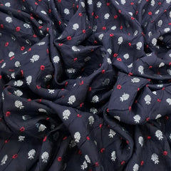 Black & Red Pure Chiniya Silk Zari Bandhani