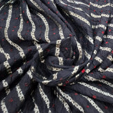 Black & Red Pure Chiniya Silk Zari Stripes Bandhani