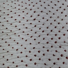 Off White & Maroon Pure Gajji Silk Bandhani