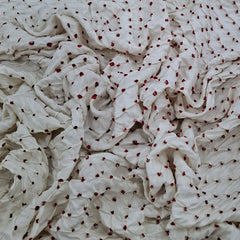 Off White & Maroon Pure Gajji Silk Bandhani