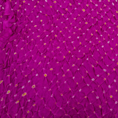 Majenta Purple & Yellow Pure Silk Bandhani