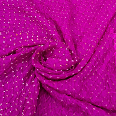 Majenta Purple & Yellow Pure Silk Bandhani