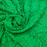 Dark Green & Yellow Pure Silk Bandhani