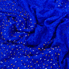 Royal Blue & Yellow Pure Silk Bandhani