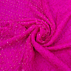 Rani Pink & White Pure Silk Bandhani