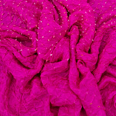 Rani Pink & White Pure Silk Bandhani
