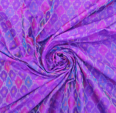 Purple Two Tone Geometric Pure Raw Silk Ikkat