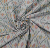 Cement Grey Abstract Pure Raw Silk Ikkat