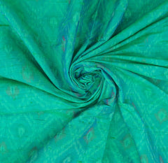 Peacock Green Abstract Pure Raw Silk Ikkat