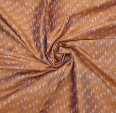 Rust Orange Multicolour Abstract Pure Raw Silk Ikkat