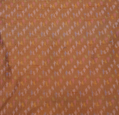 Rust Orange Multicolour Abstract Pure Raw Silk Ikkat