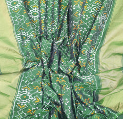Dark Green & Zari Border Patola Pure Silk Double Weaving Ikkat