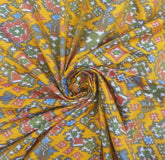 Mango Yellow & Pink Border Patola Pure Silk Double Weaving Ikkat