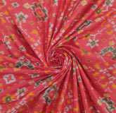 Red & Golden Zari Border Patola Pure Silk Double Weaving Ikkat