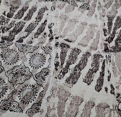 Cream & Black Abstract Modal Satin Ajrak Printed