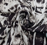 Cream & Black Modal Satin Ajrak Printed