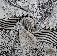 Cream Geometric Modal Satin Ajrak Printed