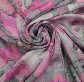 Majenta Purple Multicolour Marble Modal Satin Printed