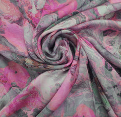 Majenta Purple Multicolour Marble Modal Satin Printed