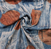 Light Blue Abstract Modal Satin Ajrak Printed
