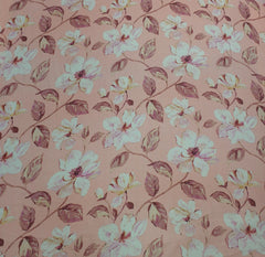 Peach Floral Jal Modal Satin Printed