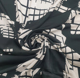 Black Abstract Modal Satin Printed