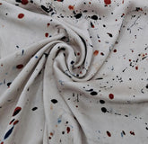 Cream Abstract Splatter Watercolour Modal Satin Ajrak Printed