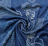 Indigo Blue Abstract Modal Satin Ajrak Printed
