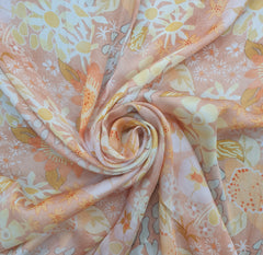 Light Peach Floral Modal Satin Printed