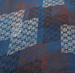 Indigo Blue Geometric Modal Satin Ajrak Printed