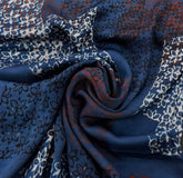 Indigo Blue Geometric Modal Satin Ajrak Printed