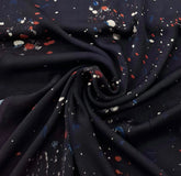 Black Abstract Splatter Watercolour Modal Satin Ajrak Printed