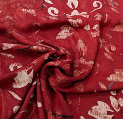 Maroon Floral Modal Satin Ajrak Printed