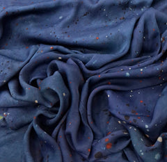 Blue Colourful Dotted Modal Satin Ajrak Printed