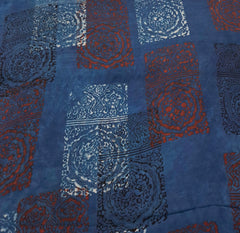 Blue Geometric Modal Satin Ajrak Printed