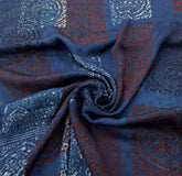 Blue Geometric Modal Satin Ajrak Printed