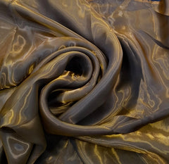 Gold & Grey Plain Liquid Organza