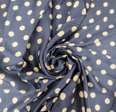 Blue Cream Polka Dot Modal Satin Printed