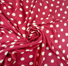 Maroon Cream Polka Dot Modal Satin Printed