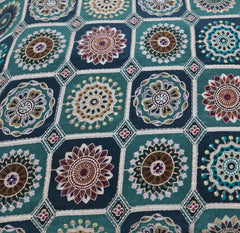 Sea Green Geometric Position Print Embroidered Crepe