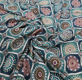 Sea Green Geometric Position Print Embroidered Crepe