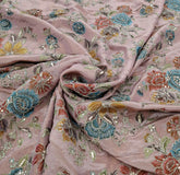Pastel Pink Floral Position Print Embroidered Tissue