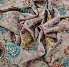Pastel Pink Floral Position Print Embroidered Tissue