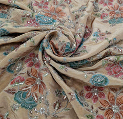 Mustard Yellow Floral Print Position Embroidered Tissue