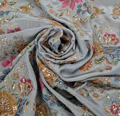 Pastel Blue Floral Print Position Embroidered Tissue