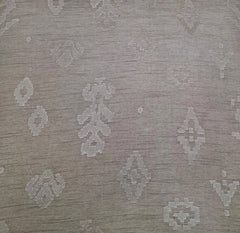 Pastel Beige Geometric Embroidered Slub Silk